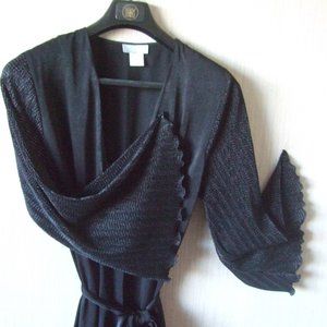Exquisite Black French Maid Dressing Gown- Pleated  Lacy Sleeves